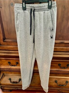 Spyder Men's Light Gray Fleece Joggers with Black Drawcord